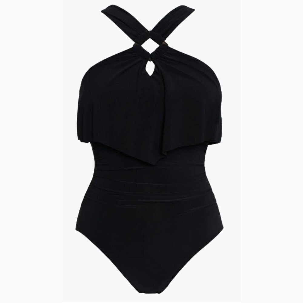 New! Magicsuit Black Halter Neck One-Piece Swimsuit Size 8 25077 - Picture 2 of 11